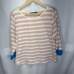 Allegra K Pink Relaxed Fit 3/4 Sleeve‎ Tee